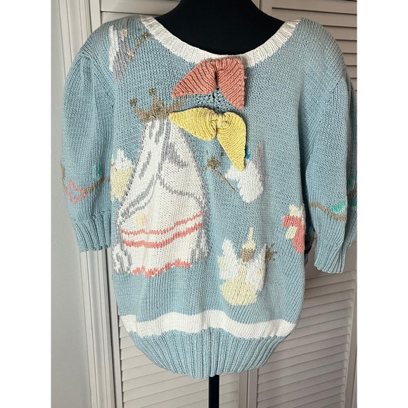 Vintage Storybook Berek? Chunky Pastel Princess Castle Sweater puff sleeve *Read - Picture 5 of 9
